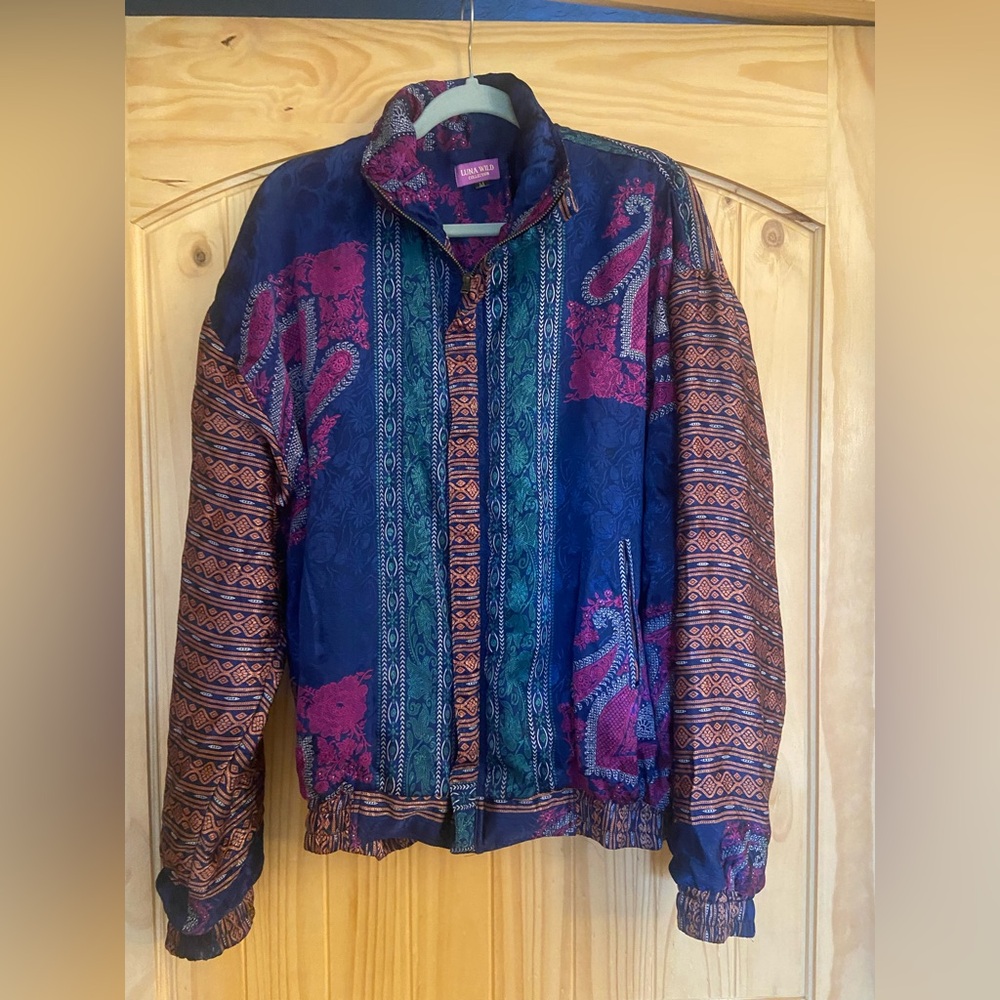 Luna Wild Silk Sari Bomber Jacket handmade in India repurposed sari 100% silk